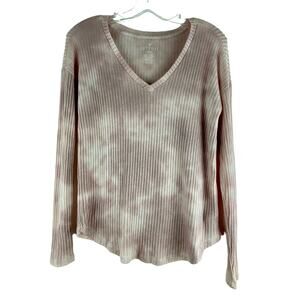 American Eagle Shirt Pink White Tie Dye long sleeve Bella swan size small (1106)